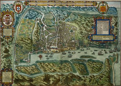 Map of the City and Portuguese Port of Goa, India by Johannes Baptista van Doetechum the Younger